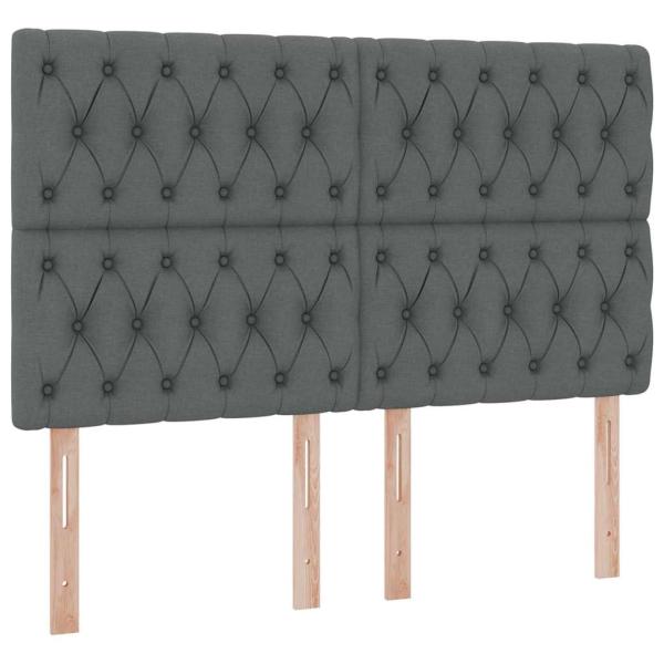 Bett mit LED-Lichtleisten Dunkelgrau 140 x 200 cm Stoff