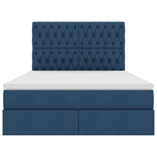 Bett mit LED-Lichtleisten mit Kopfteil Blau 140 x 200 cm Stoff