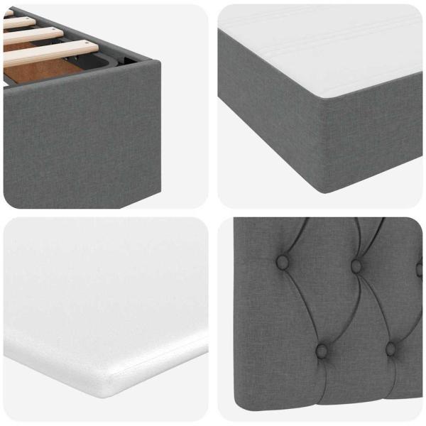 Bett mit LED-Lichtleisten Dunkelgrau 180 x 200 cm Stoff