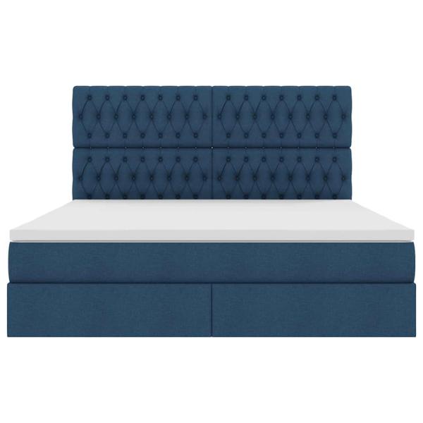 Bett mit LED-Lichtleisten mit Kopfteil Blau 180 x 200 cm Stoff