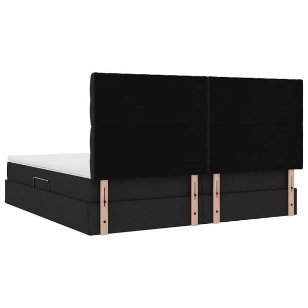 Bett mit LED-Lichtleisten Schwarz 200 x 200 cm Stoff