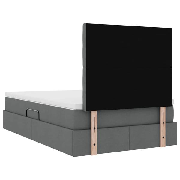 Bett mit LED-Lichtleisten Dunkelgrau 120 x 200 cm Stoff