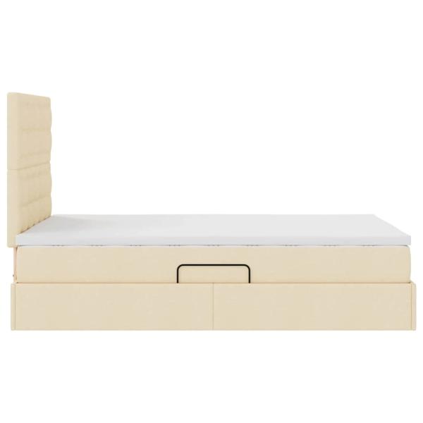 ARDEBO.de - Bett mit LED-Lichtleisten mit Kopfteil Creme 120 x 200 cm Stoff