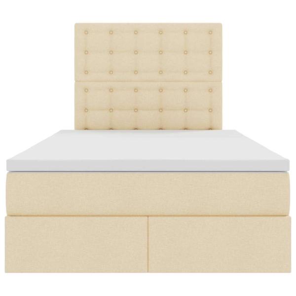 Bett mit LED-Lichtleisten mit Kopfteil Creme 120 x 200 cm Stoff