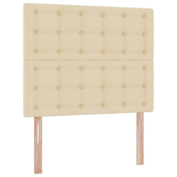 Bett mit LED-Lichtleisten mit Kopfteil Creme 120 x 200 cm Stoff