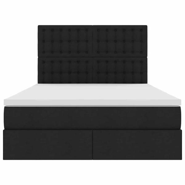 Bett mit LED-Lichtleisten Schwarz 140 x 200 cm Stoff