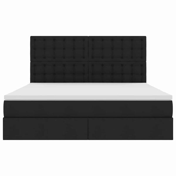 Bett mit LED-Lichtleisten Schwarz 180 x 200 cm Stoff