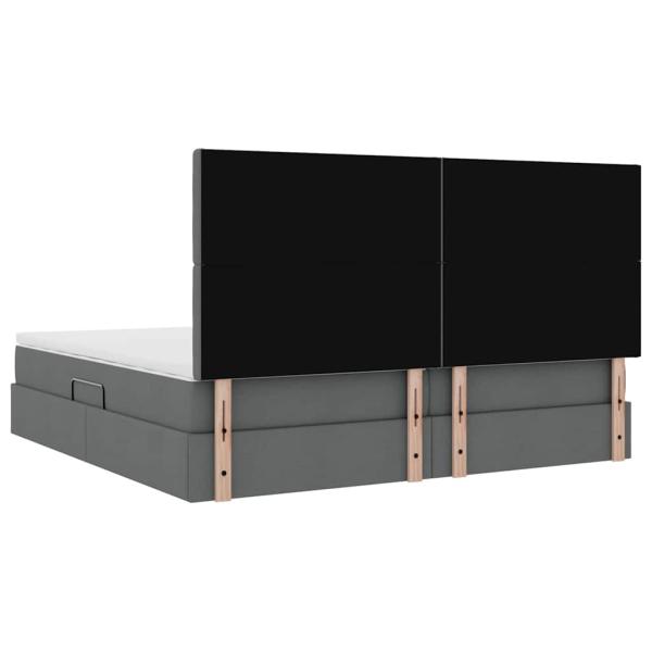 Bett mit LED-Lichtleisten Dunkelgrau 200 x 200 cm Stoff