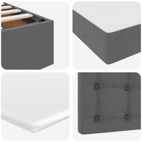 Bett mit LED-Lichtleisten Dunkelgrau 200 x 200 cm Stoff