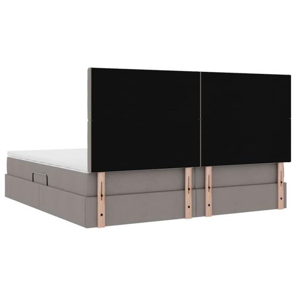 Bett mit LED-Lichtleisten mit Kopfteil Taupe 200 x 200 cm Stoff