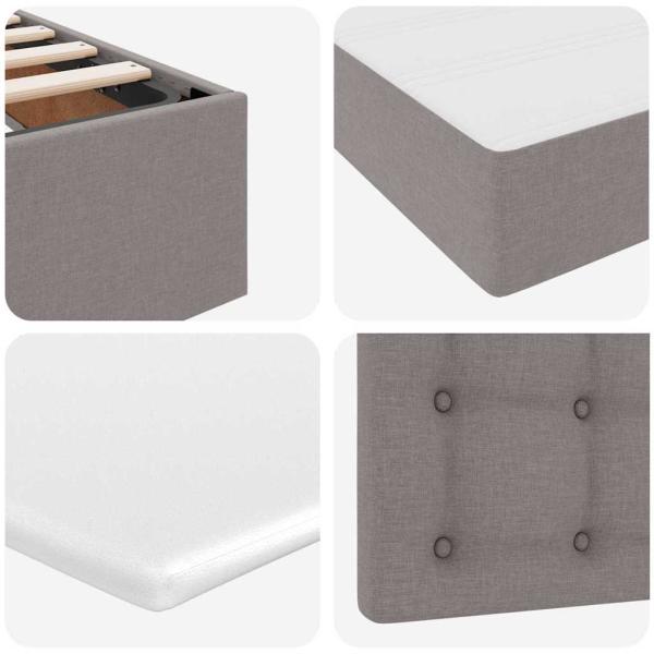 Bett mit LED-Lichtleisten mit Kopfteil Taupe 200 x 200 cm Stoff