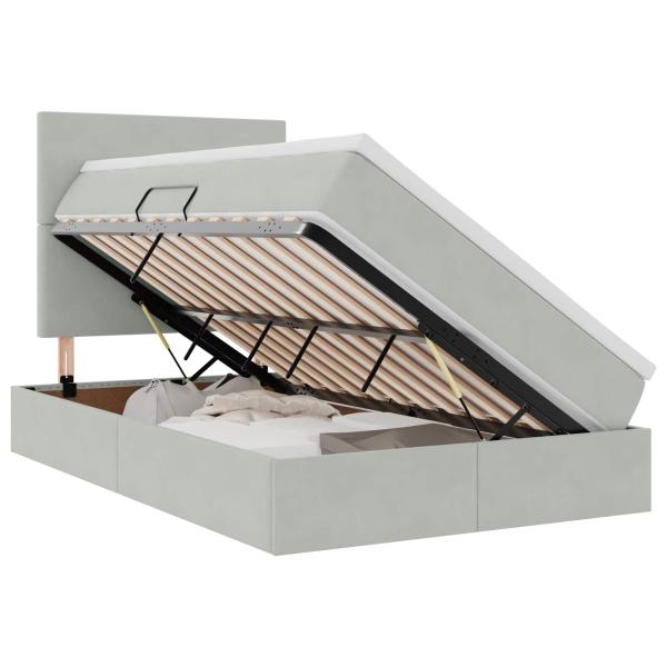 ARDEBO.de - Bett mit LED-Lichtleisten Hellgrau 120 x 200 cm Samt