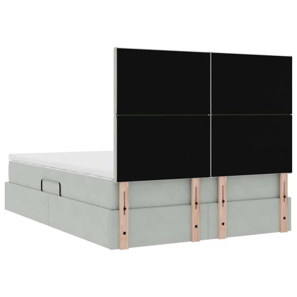ARDEBO.de - Bett mit LED-Lichtleisten Hellgrau 140 x 190 cm Samt