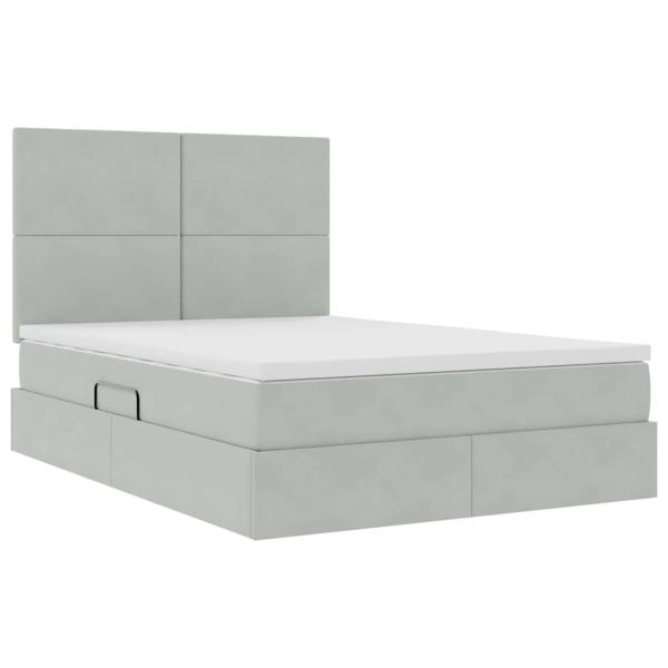 Bett mit LED-Lichtleisten Hellgrau 140 x 190 cm Samt