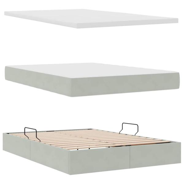 Bett mit LED-Lichtleisten Hellgrau 140 x 190 cm Samt