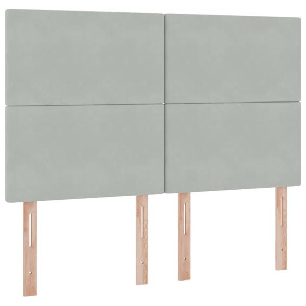 Bett mit LED-Lichtleisten Hellgrau 140 x 190 cm Samt