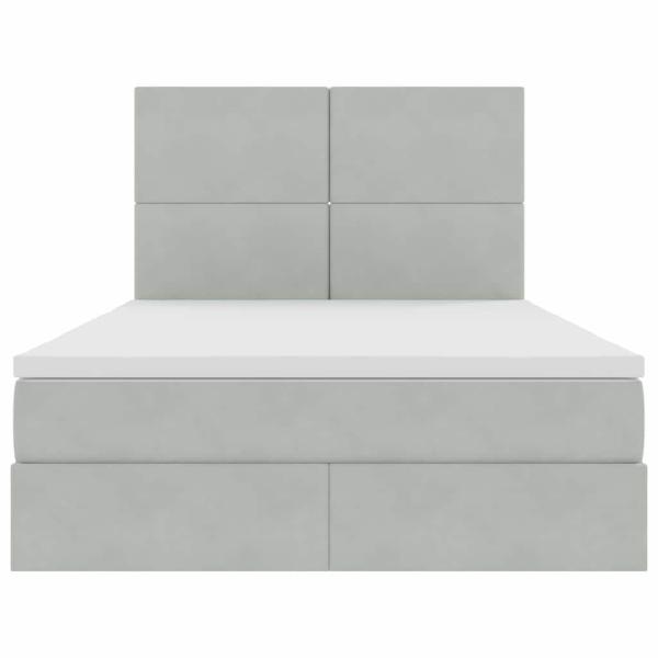 Bett mit LED-Lichtleisten Hellgrau 140 x 200 cm Samt