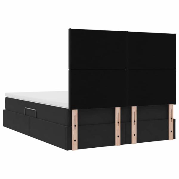 Bett mit LED-Lichtleisten Schwarz 140 x 200 cm Samt