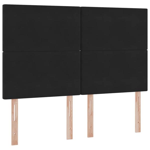 Bett mit LED-Lichtleisten Schwarz 140 x 200 cm Samt