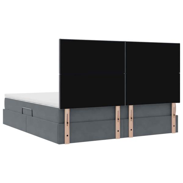 Bett mit LED-Lichtleisten Dunkelgrau 180 x 200 cm Samt