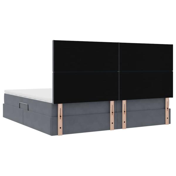 Bett mit LED-Lichtleisten Dunkelgrau 200 x 200 cm Samt