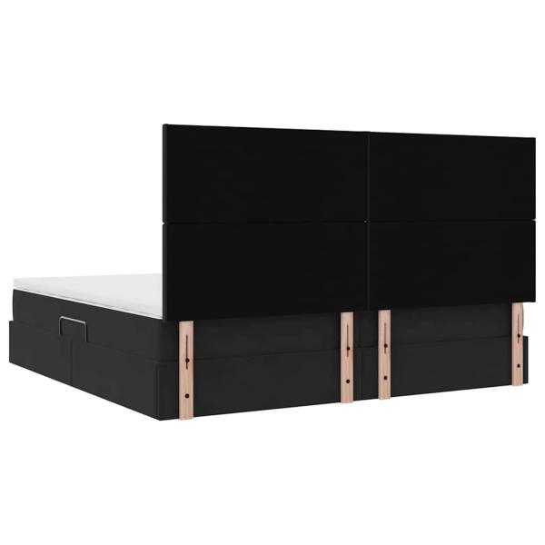 Bett mit LED-Lichtleisten Schwarz 200 x 200 cm Samt