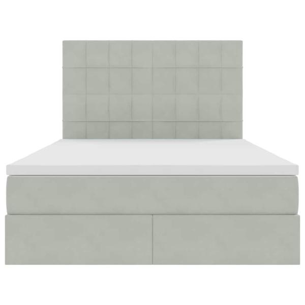 Bett mit LED-Lichtleisten Hellgrau 140 x 190 cm Samt