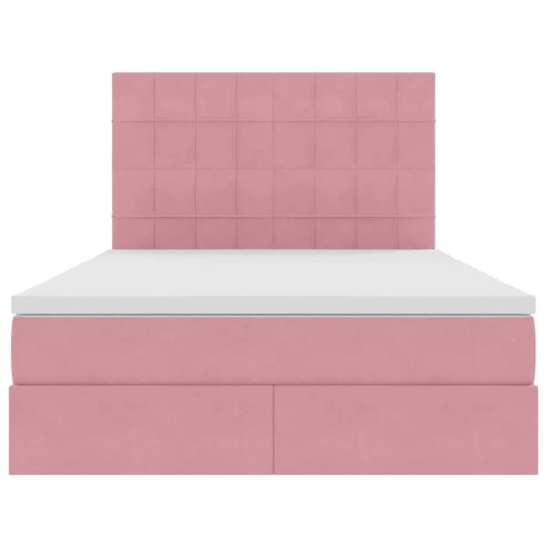 Bett mit LED-Lichtleisten mit Kopfteil Rosa 140 x 200 cm Samt