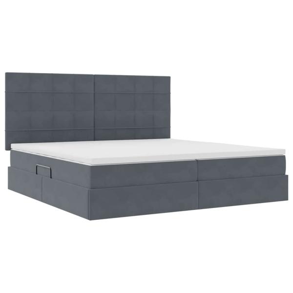 Bett mit LED-Lichtleisten Dunkelgrau 200 x 200 cm Samt