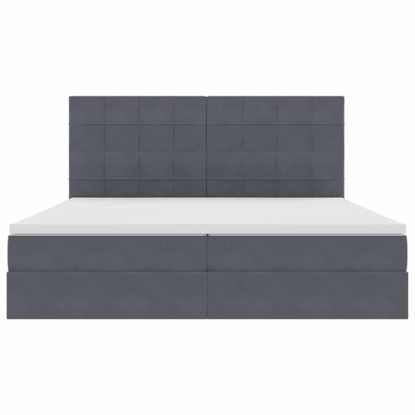 Bett mit LED-Lichtleisten Dunkelgrau 200 x 200 cm Samt