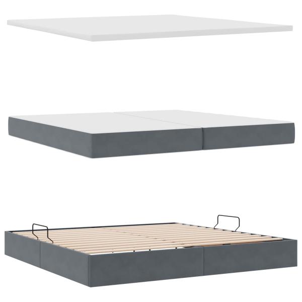 Bett mit LED-Lichtleisten Dunkelgrau 200 x 200 cm Samt