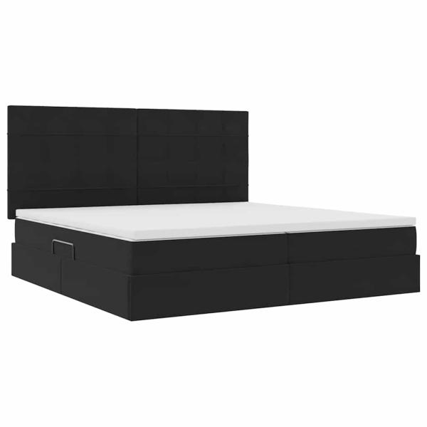 Bett mit LED-Lichtleisten Schwarz 200 x 200 cm Samt