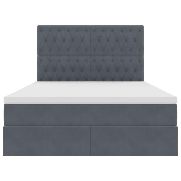 Bett mit LED-Lichtleisten Dunkelgrau 140 x 190 cm Samt