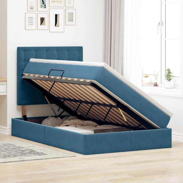 Bett mit LED-Lichtleisten Dunkelblau 120 x 200 cm Samt