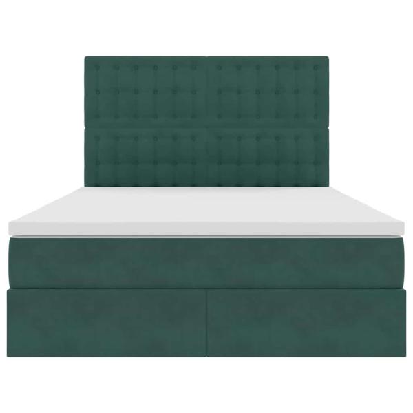 Bett mit LED-Lichtleisten Dunkelgrün 140 x 200 cm Samt
