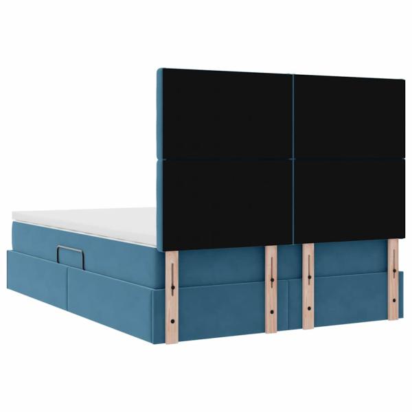 Bett mit LED-Lichtleisten Dunkelblau 140 x 200 cm Samt