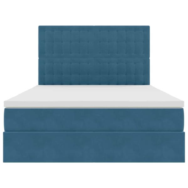 Bett mit LED-Lichtleisten Dunkelblau 140 x 200 cm Samt