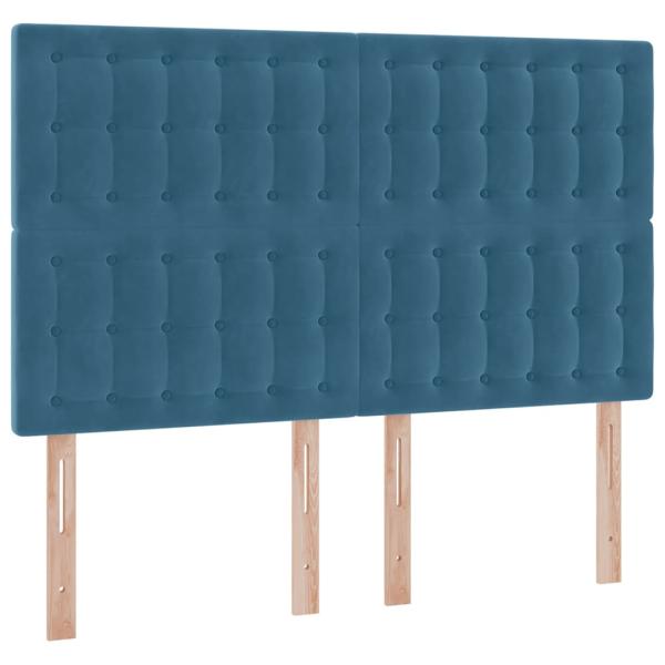 Bett mit LED-Lichtleisten Dunkelblau 140 x 200 cm Samt