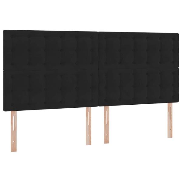 LED-Speicherbett mit Matratze Schwarz 200 x 200 cm Samt