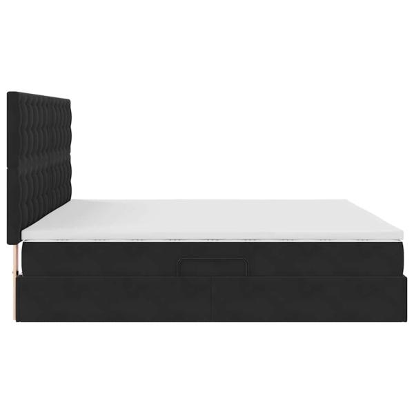LED-Speicherbett mit Matratze Schwarz 200 x 200 cm Samt