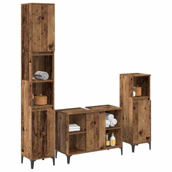 Badezimmermöbel Set mit Regal 3 pcs Altholz Holzwerkstoff