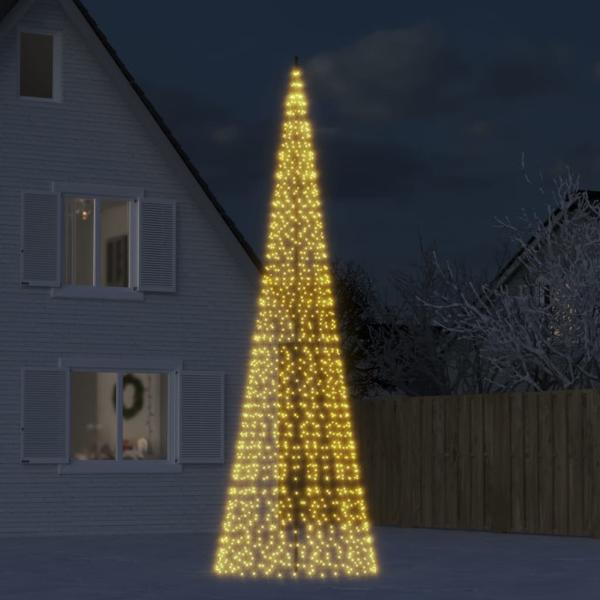 ARDEBO.de - LED-Weihnachtsbaum auf Fahnenmast, 1534 LEDs, Warmweiß, 500 cm