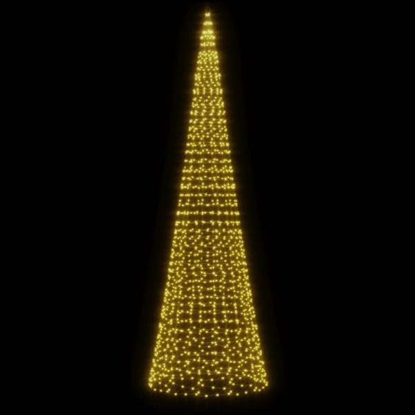 LED-Weihnachtsbaum auf Fahnenmast, 1534 LEDs, Warmweiß, 500 cm