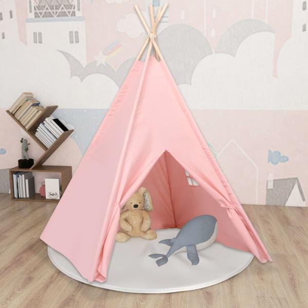 ARDEBO.de - Kinder Tipi-Zelt mit Tasche Pfirsichhaut Rosa 120x120x150 cm