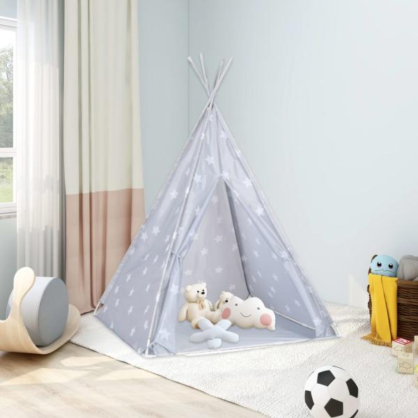 ARDEBO.de - Kinder Tipi-Zelt mit Tasche Polyester Grau 115x115x160 cm