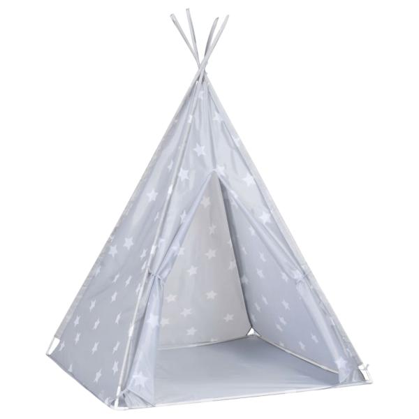 Kinder Tipi-Zelt mit Tasche Polyester Grau 115x115x160 cm