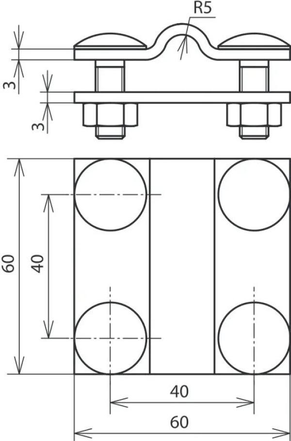 Dehn KS 8.10 FL30 FRSM8 V4A Kreuzstück NIRO (V4A) für Rd 8-10/Fl 30mm Fl 30/30mm ohne Zwischenplatte (318239)