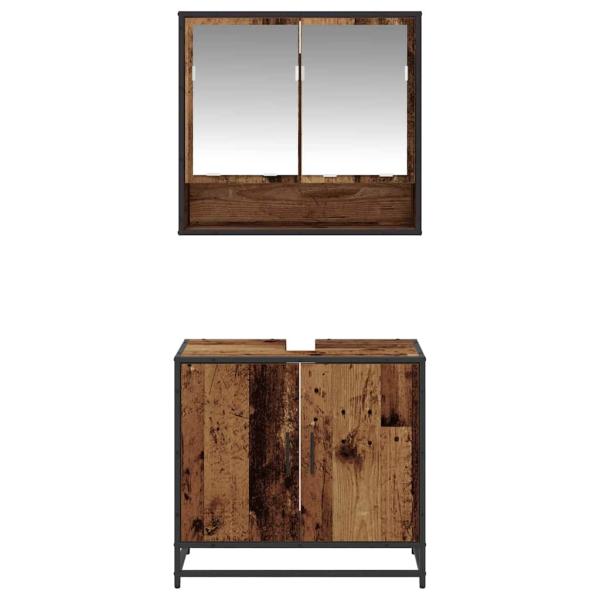 Badezimmermöbel-Set mit Regal 2 pcs Altholz Holzwerkstoff