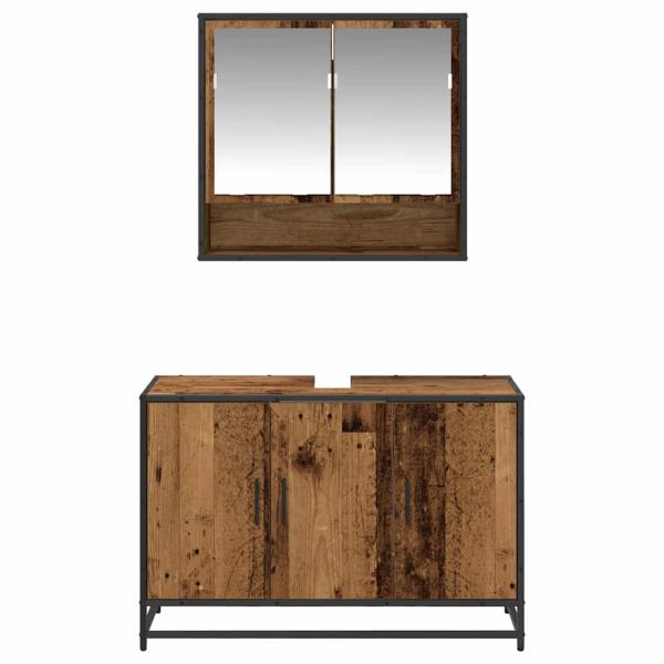 Badezimmermöbel-Set mit Regal 2 pcs Altholz Holzwerkstoff