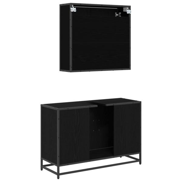 Badezimmermöbel-Set 2 pcs Schwarz Eichen-Optik Holzwerkstoff